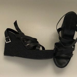 Platform black sandals.  4 1/2 - 1 1/2”